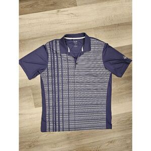 Adidas Golf Tee Shirt size Large Blue striped Sports Men's
